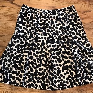 BR silk spotted knee-length skater skirt